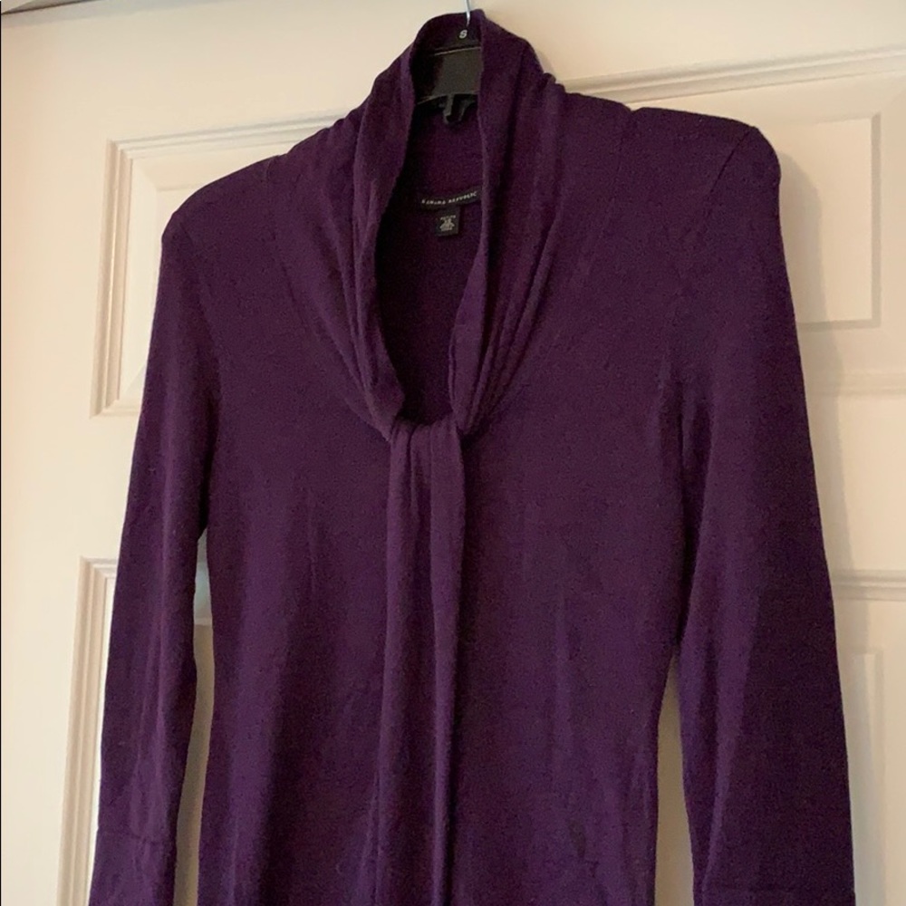 Banana Republic Purple Tie-Neck Long Sleeve Dress